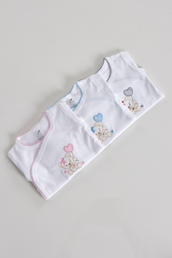 Bear w/ Balloon Thermal Open Side Embroidered Bodysuit w/ Pants
