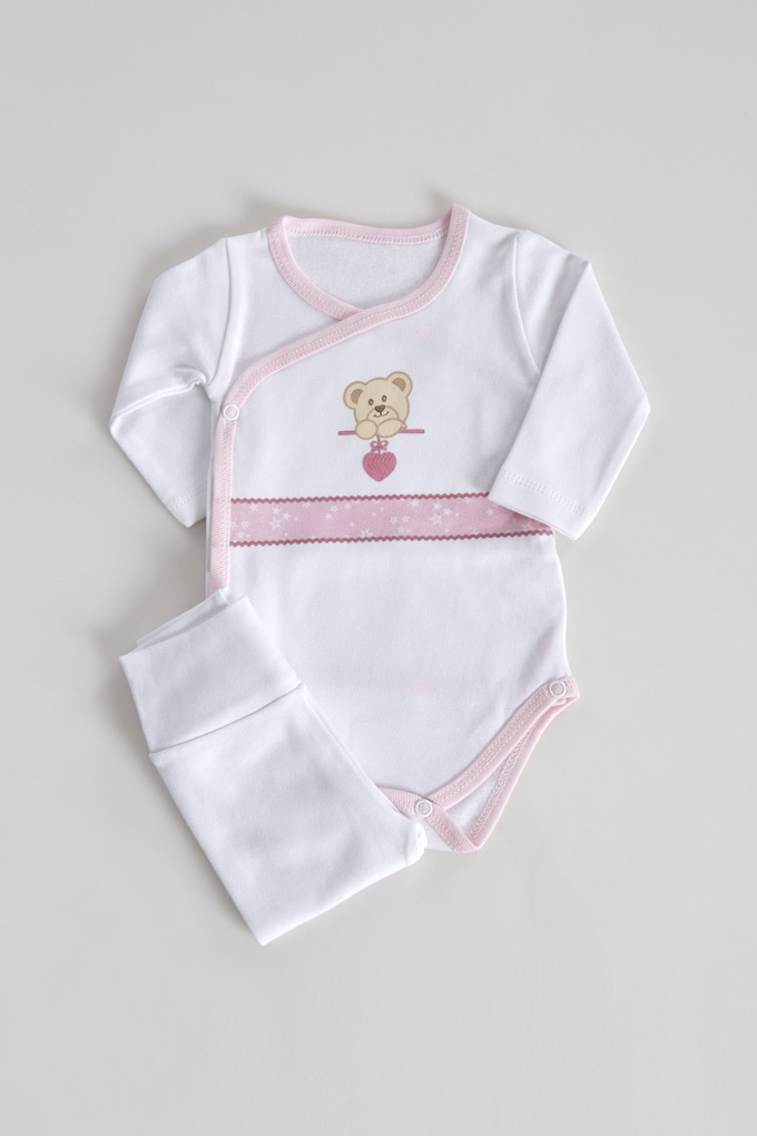 Little Bear Thermal Open Side Embroidered Bodysuit w/ Pants