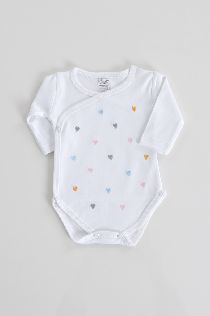 Colorful Hearts Thermal Open Side Embroidered Bodysuit
