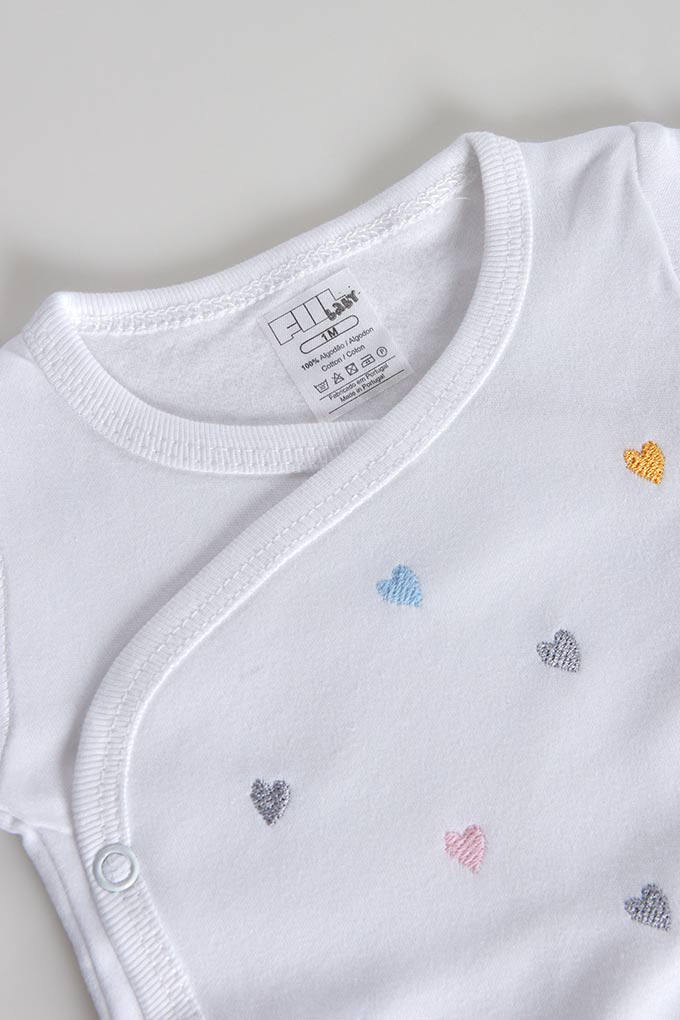 Colorful Hearts Thermal Open Side Embroidered Bodysuit