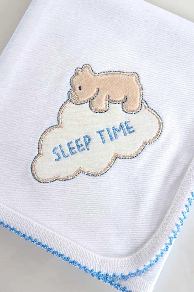 Sleep Time Embroidered Burp Cloth