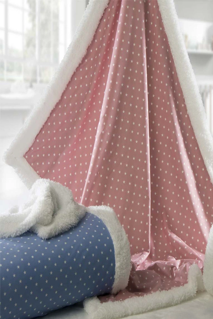 Stars Printed Baby Blanket w/ Sherpa