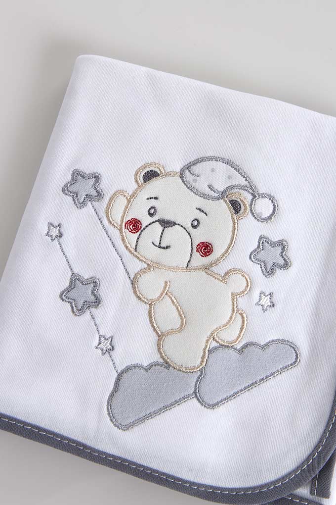 Seepy Bear Embroidered Burp Cloth