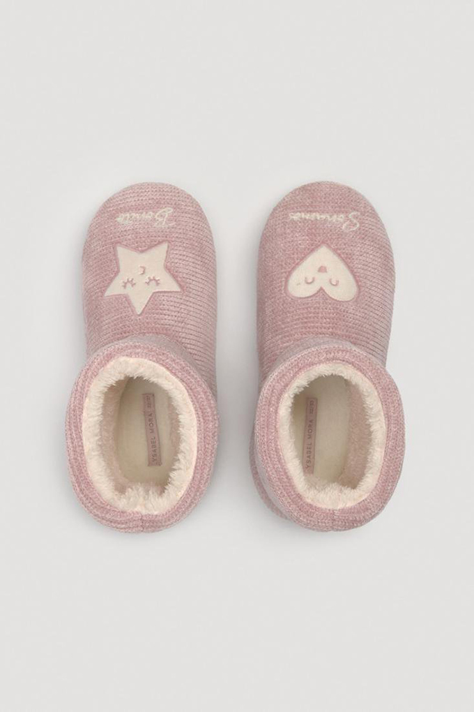 Heart/Star Girl Chenille Slippers Boots