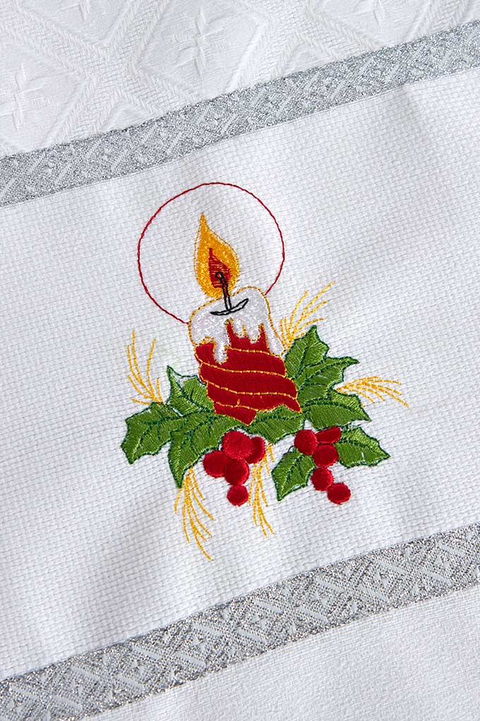 Candle Embroidered Twill Kitchen Cloths