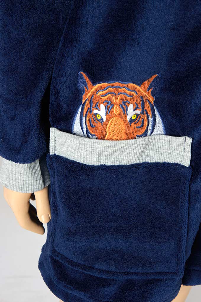 Tiger Embroidered Coral Robe