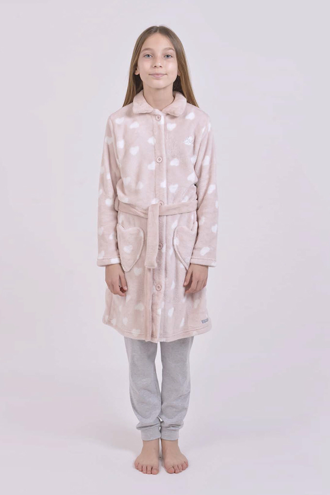 M23414 Hearts Teenagers Coral Robe