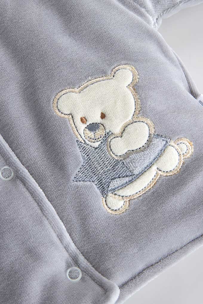 Bears Embroidery Velvet Baby Jacket