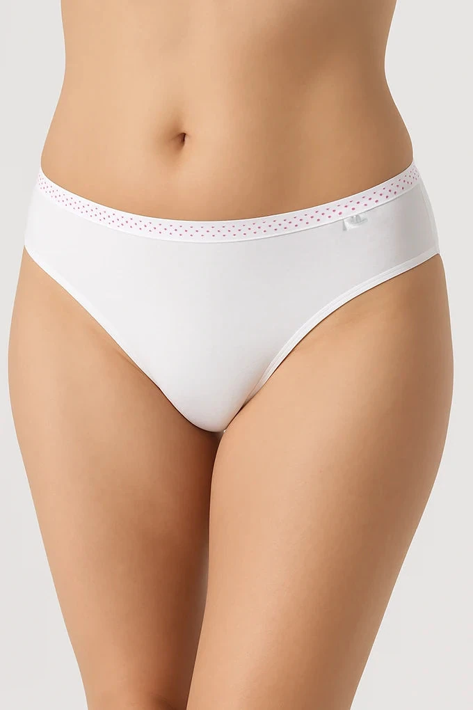 Woman Cotton Briefs w/ Printed Elastic