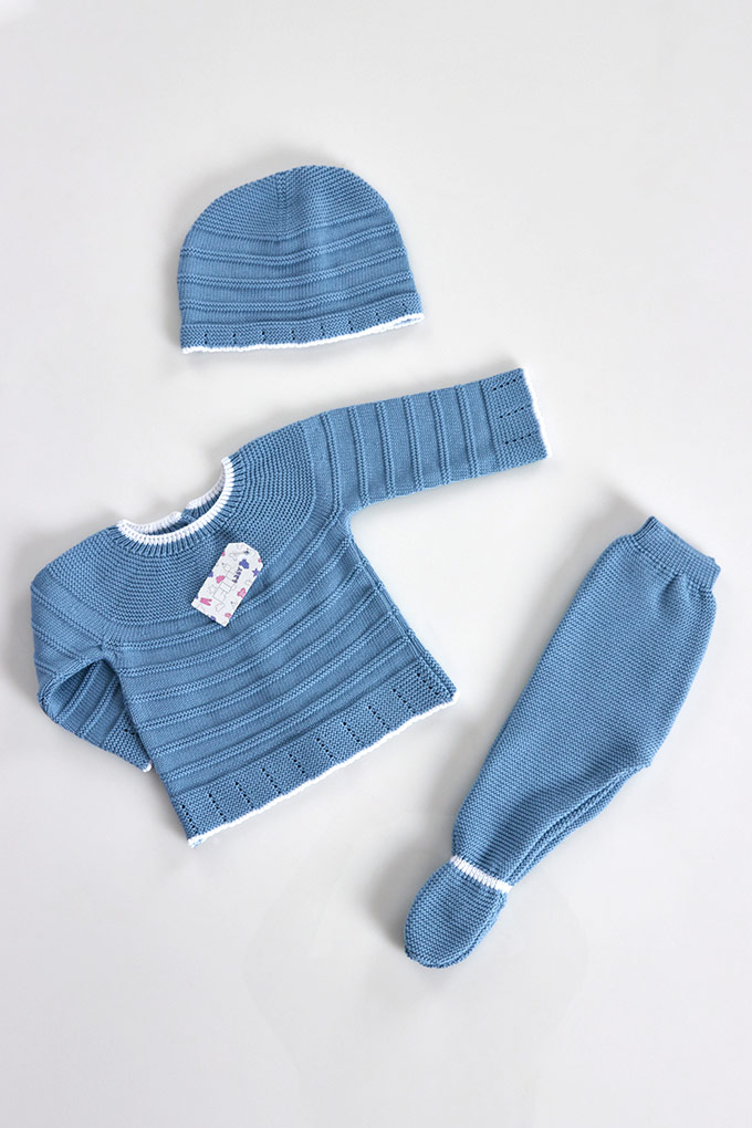 3 Pieces Open Back Knitted Baby Set
