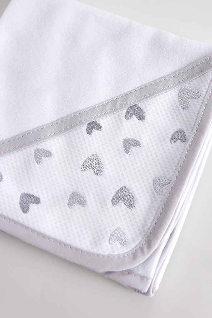 Piquet Hearts Embroidered Burp Cloth