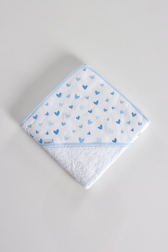 Piquet Hearts Embroidered Baby Towel
