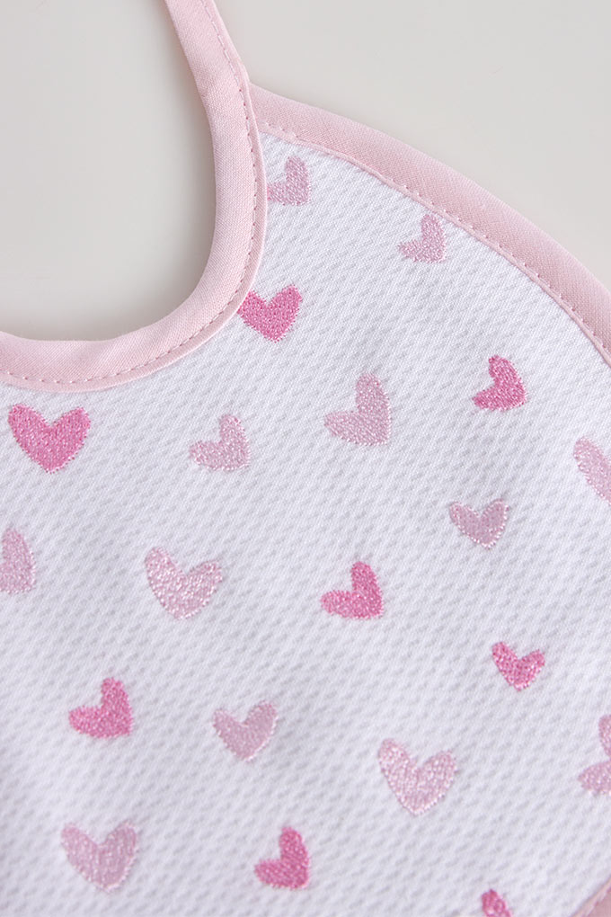 Piquet Hearts Terry Embroidered Bibs