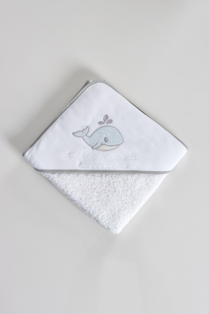 Whale Embroidered Baby Towel