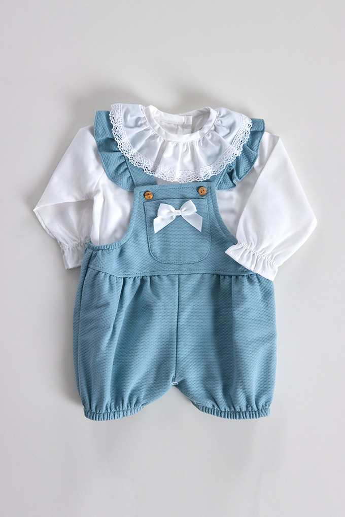 Piquet Baby Romper w/ Laced Blouse