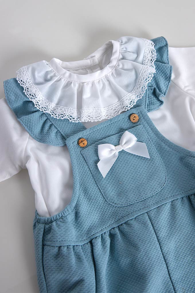 Piquet Baby Romper w/ Laced Blouse