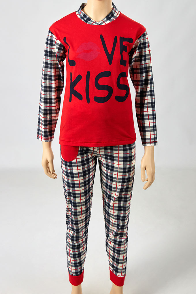 Pijama Estampado s/ Carda Adolescente Love Kiss_1