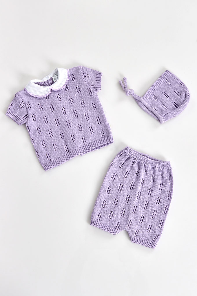 453 3 Pieces Knitted Baby Set