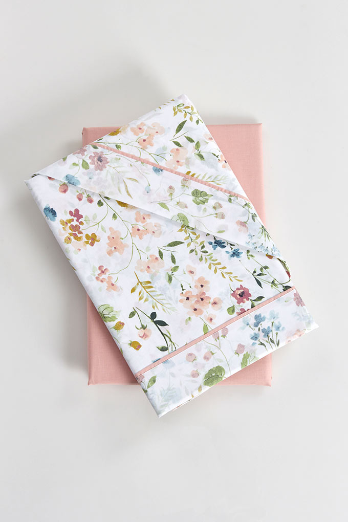Floral Digital Printed Bed Linen w/ Fitted Sheet