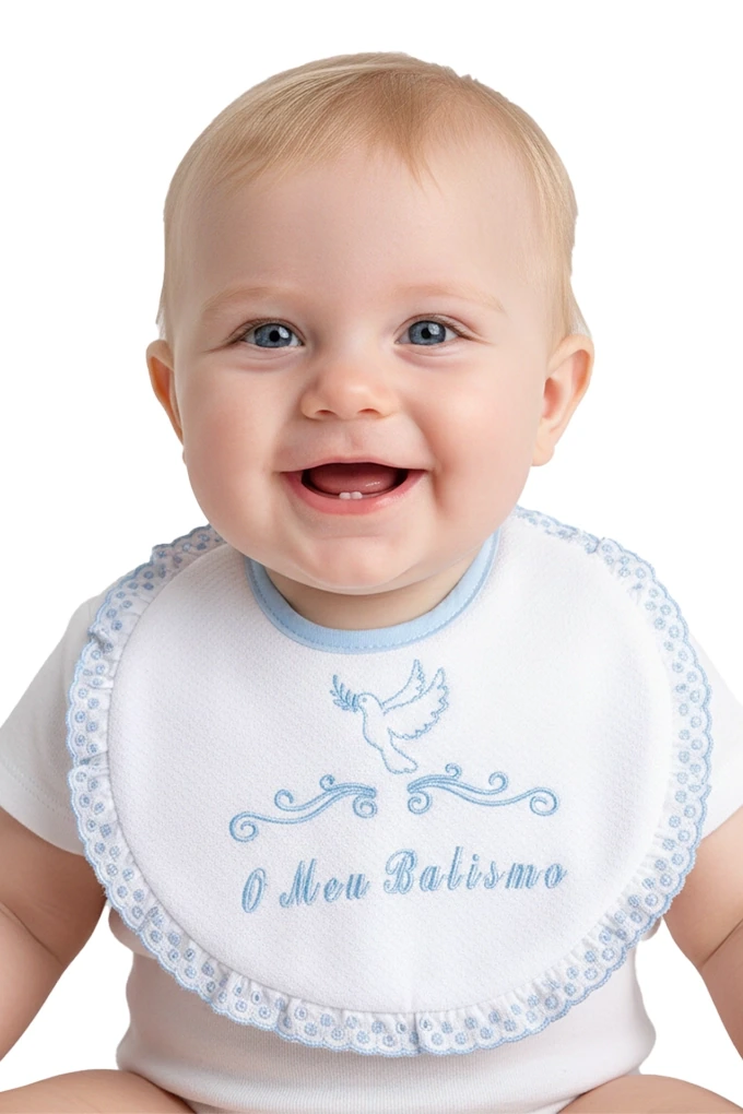 Batismo Embroidered Piquet Bibs w/ Terry