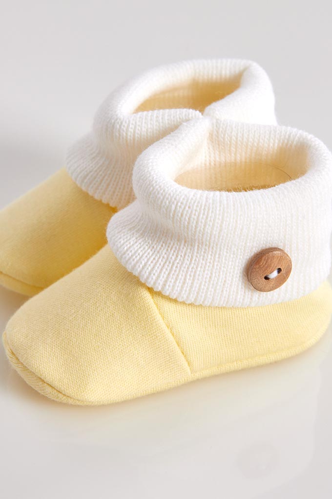 Cotton Baby Booties w/ Buttons