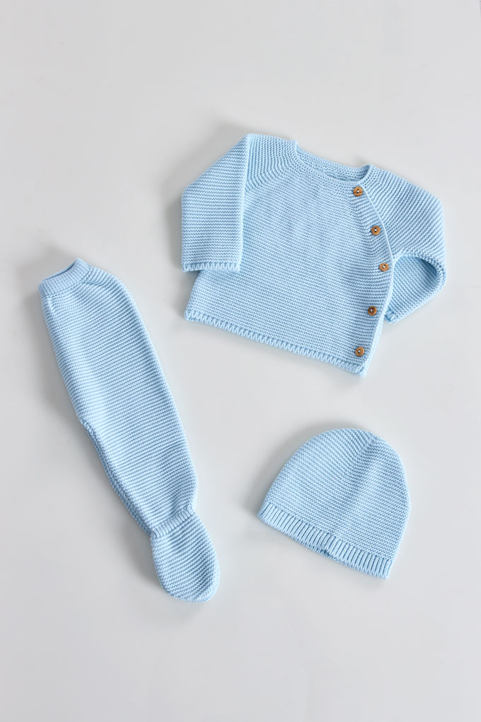 Open Side 3 Pieces Knitted Baby Set