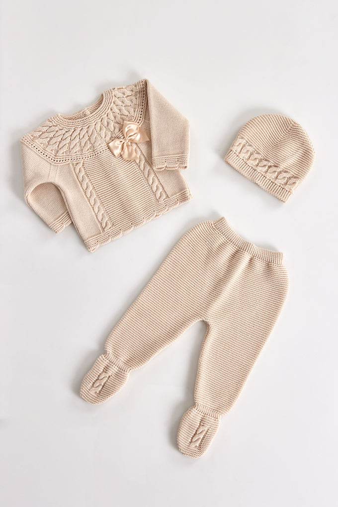 Braid 3 Pieces Knitted Baby Set
