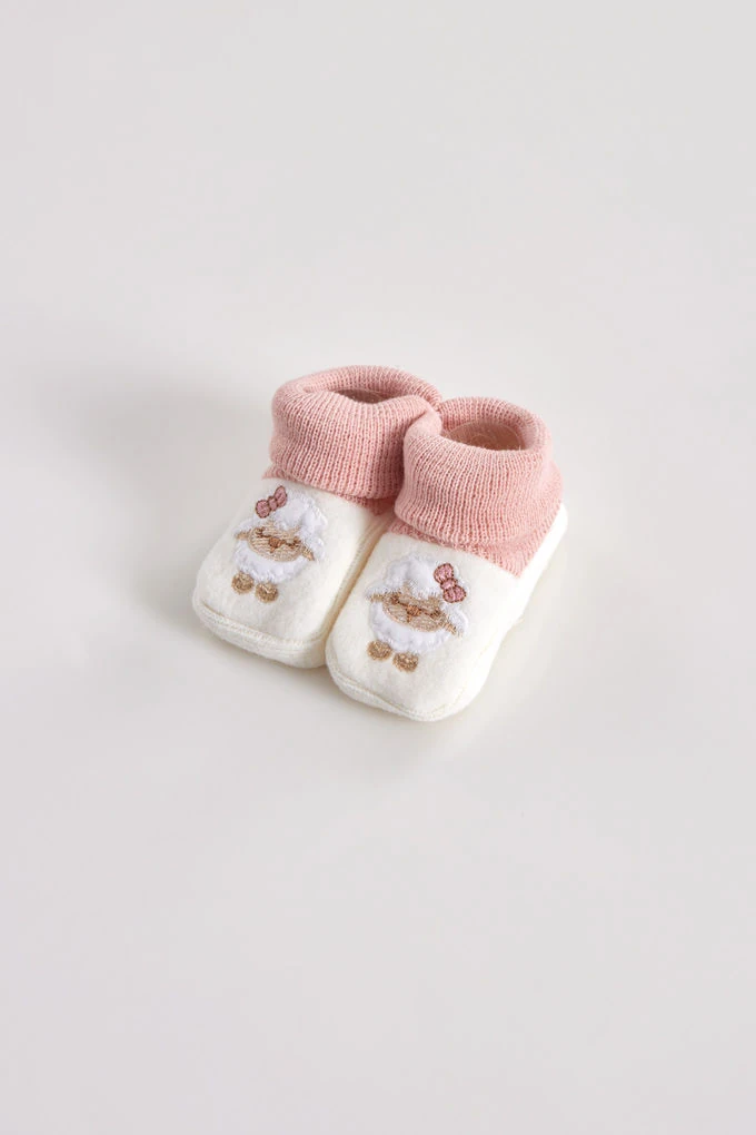 Sheep Embroidery Baby Booties