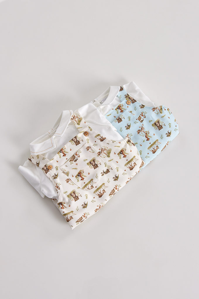 Printed Baby Romper w/ Shirt Blouse