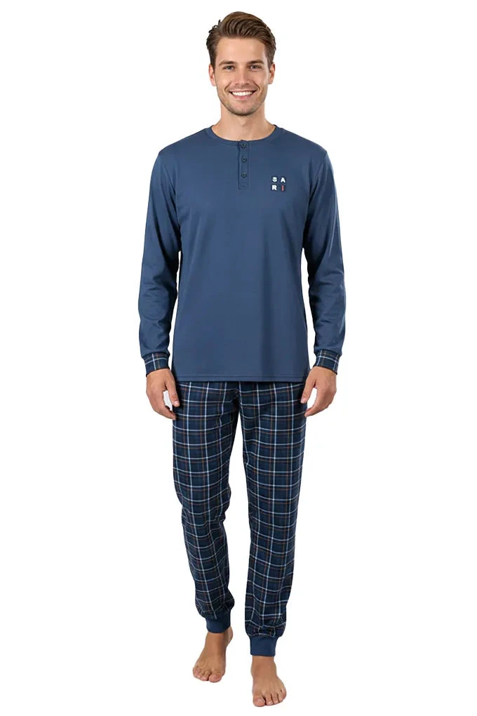 Man Thermal Printed Pyjama Set w/ Buttons