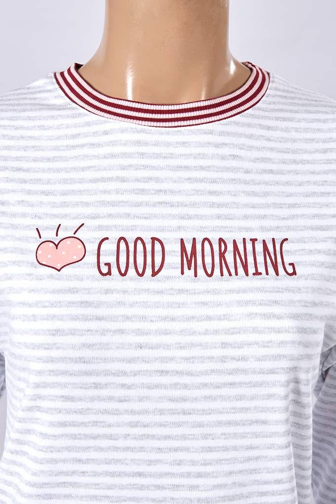 Pijama 3 Piezas Estampado Cardado Mujer Good Morning