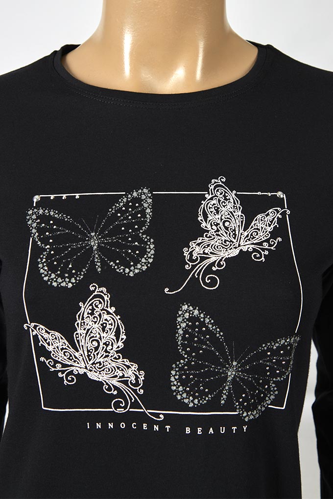 Sudadera Cardada c/ Brillantes Mujer Mariposas