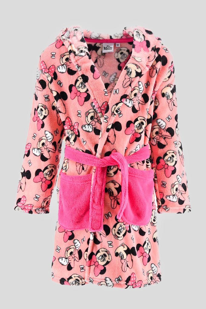 Girl Minnie Printed Coral Robe