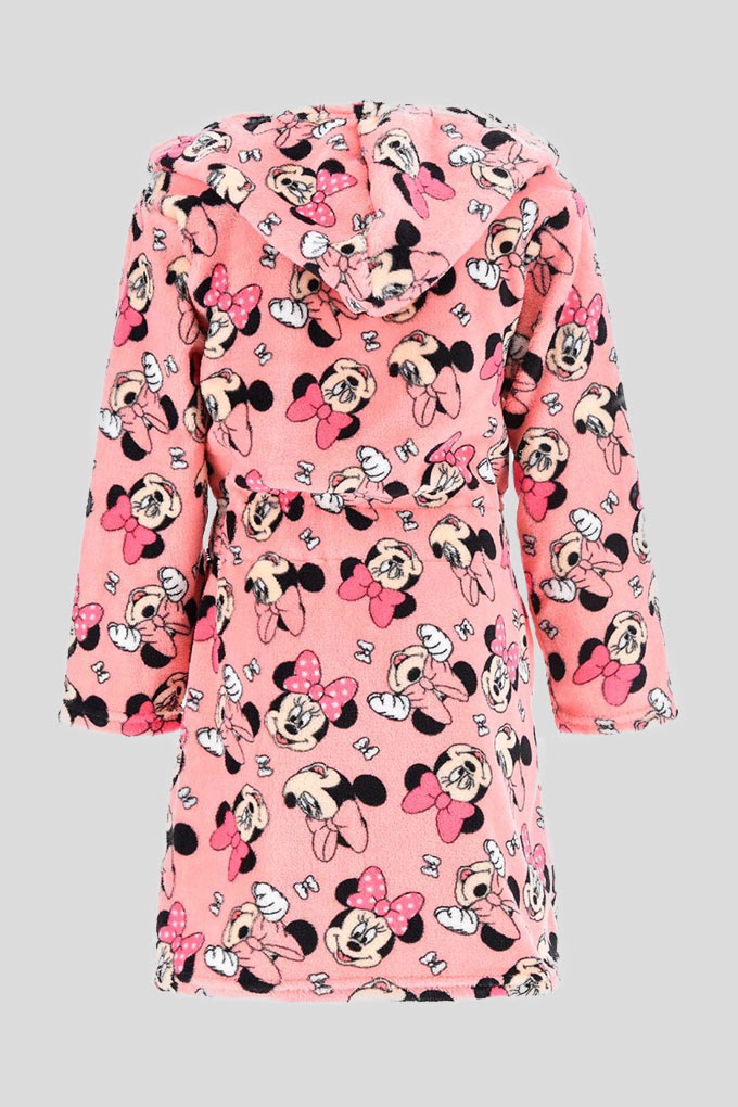 Girl Minnie Printed Coral Robe