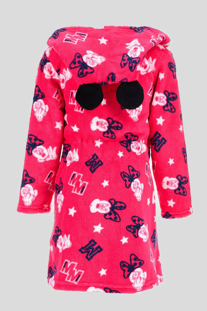 Minnie Girl Printed Coral Robe