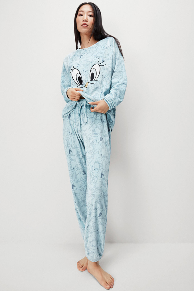 Tweety Woman Coral Printed Pyjama Set