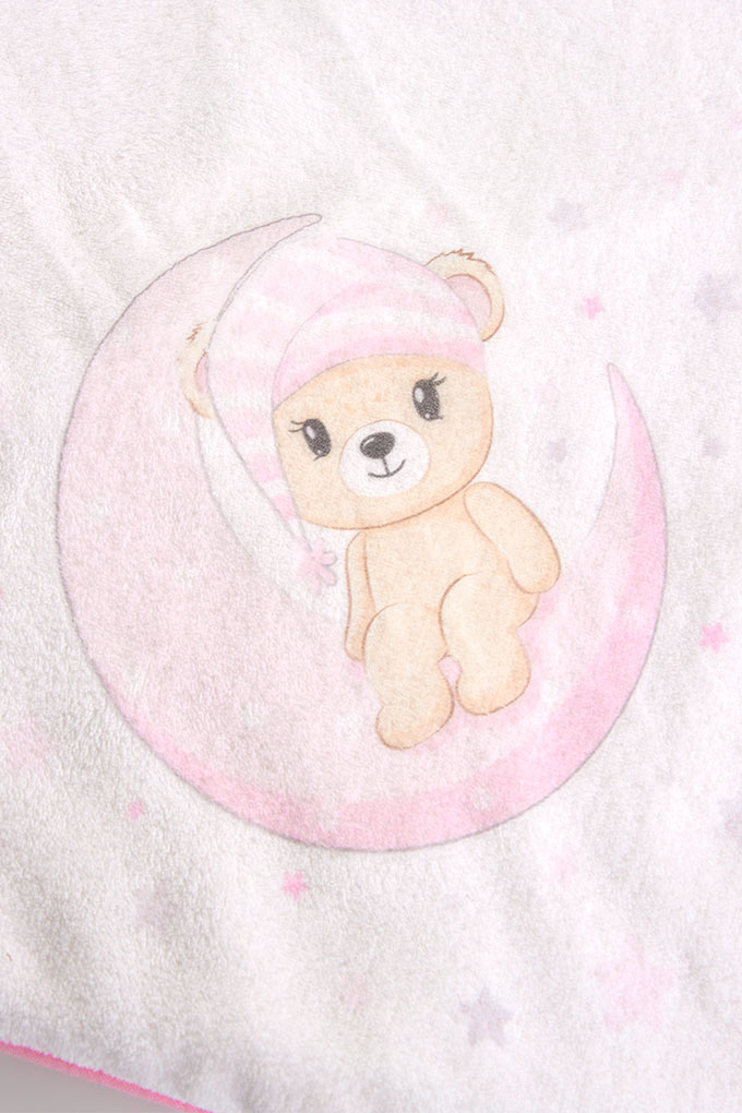 Bear in the Moon Printed Velvet Baby Blnaket