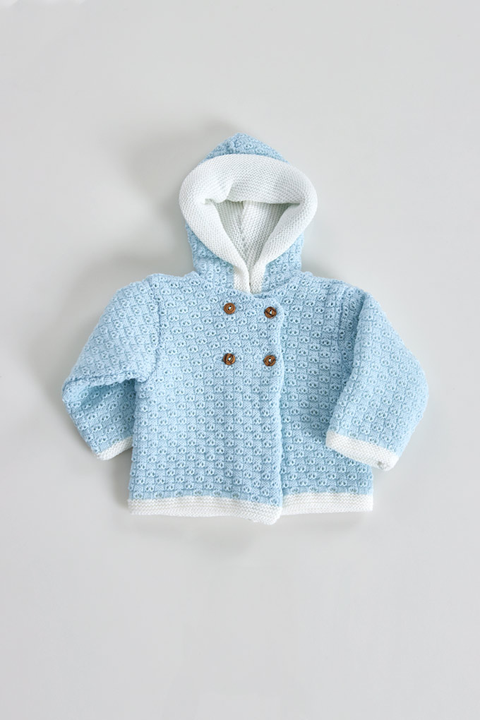Knitted Baby Jacket w/ Double Hoodie