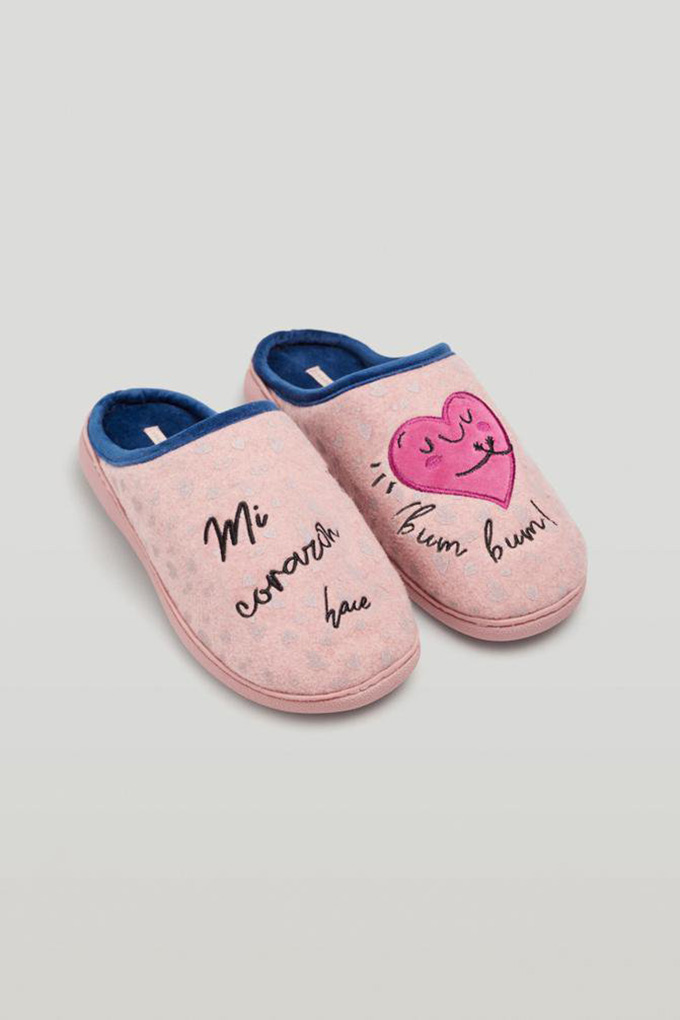 14121 Woman Hearts Printed Slippers