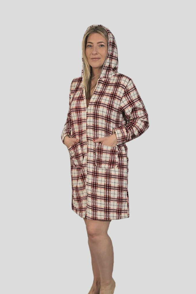 42078 Woman Printed Coral Robe