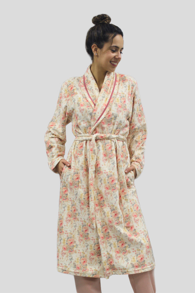 MS1329 Woman Printed Coral Robe
