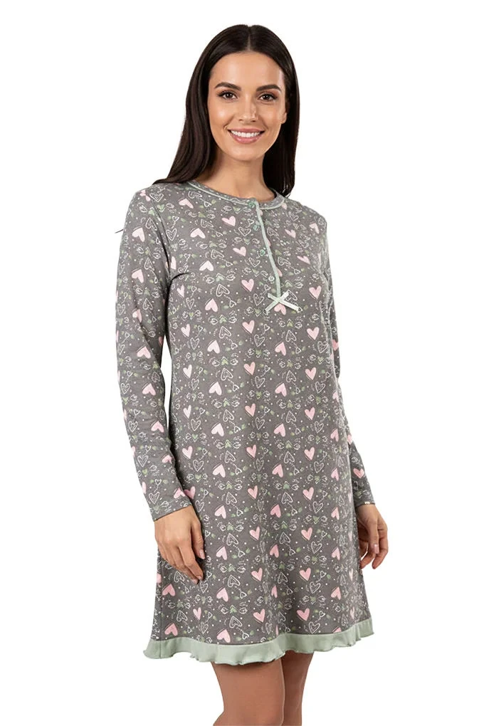 Hearts Woman Thermal Printed Nighshirt