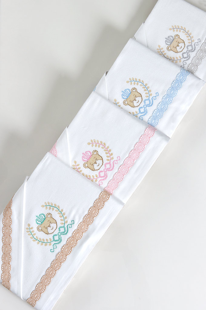 Bear King Flannel Cross Stitch Baby Sheets Set
