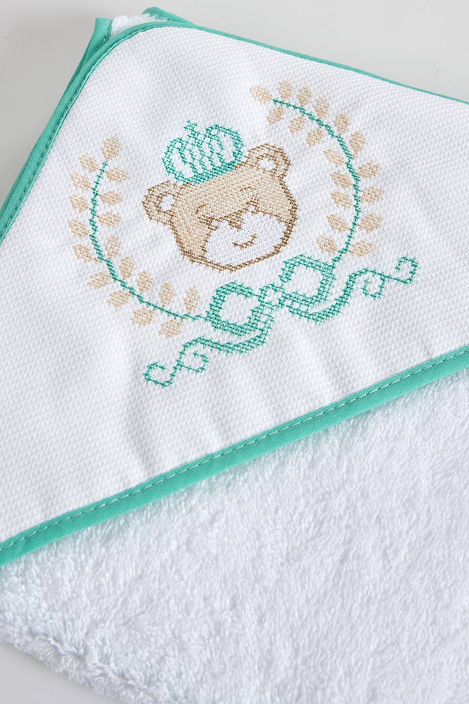 Bear King Cross Stitch Baby Towel