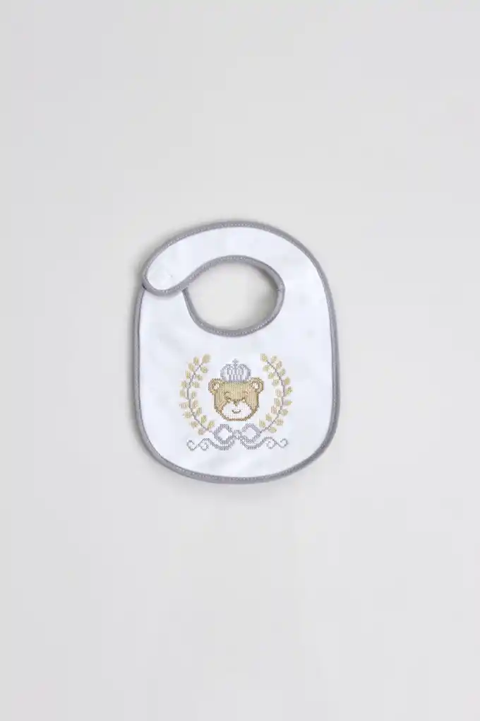 Bear King Cross Stitch Impermeable Bibs