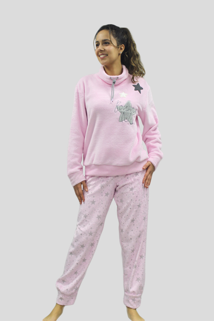 Pijama Polar Bordado Senhora Estrelas_1