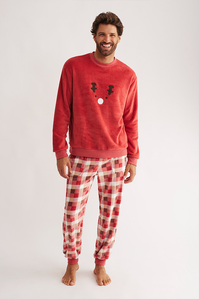 Reindeer Man Coral Pyjama Set