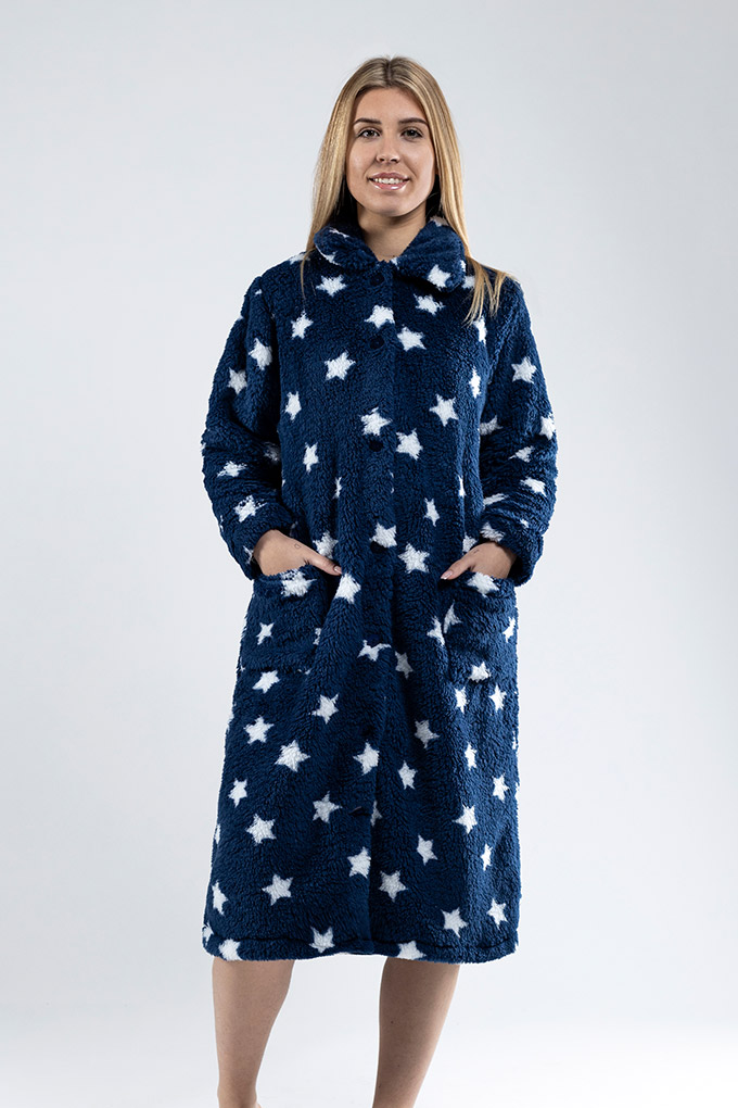 Woman Stars Sherpa Printed Robe