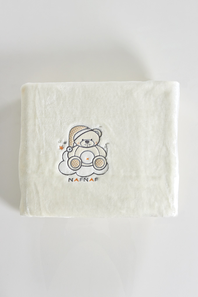 Teddy 1 Embroidered Coral Baby Blanket