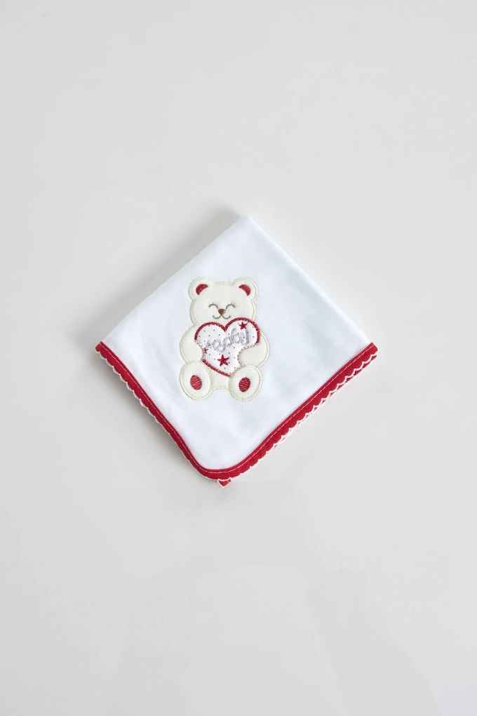 Baby Bear Embroidered Burp Cloth
